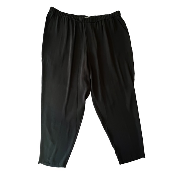 Eileen Fisher Black Silk Georgette Slouchy Ankle Pant in Black | 2X NWT - Picture 3 of 9